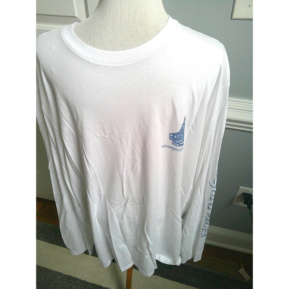 NWT Vineyard Vines Hockey Skates Long Sleeve White Pocket Tee Men's XXL